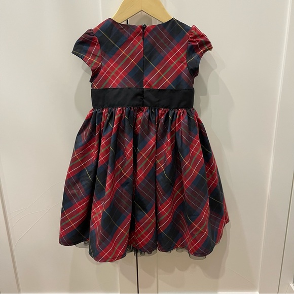 Girl's BABY GAP Red Black TARTAN Plaid TAFFETA Dress 18-24 Tulle Holiday Party - Picture 2 of 6